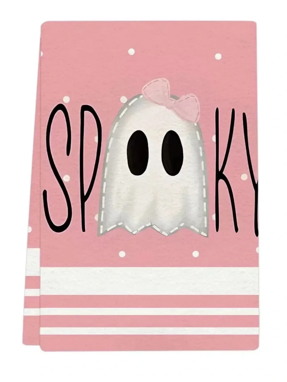 Halloween Ghost Kitchen Towels Pink Microfiber Spooky Decor 2 Piece Set NEW